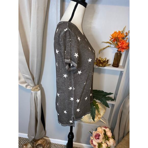 Lucky Brand Brown Stars Tee size Small Worn Retro Vintage Look Thin T-Shirt GUC - Picture 6 of 11